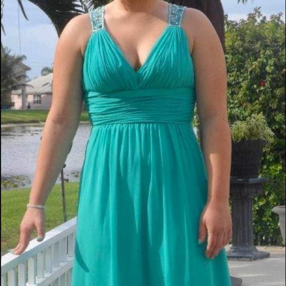 Bee Darlin Green Beaded Gown Size 9/10. Worn Once